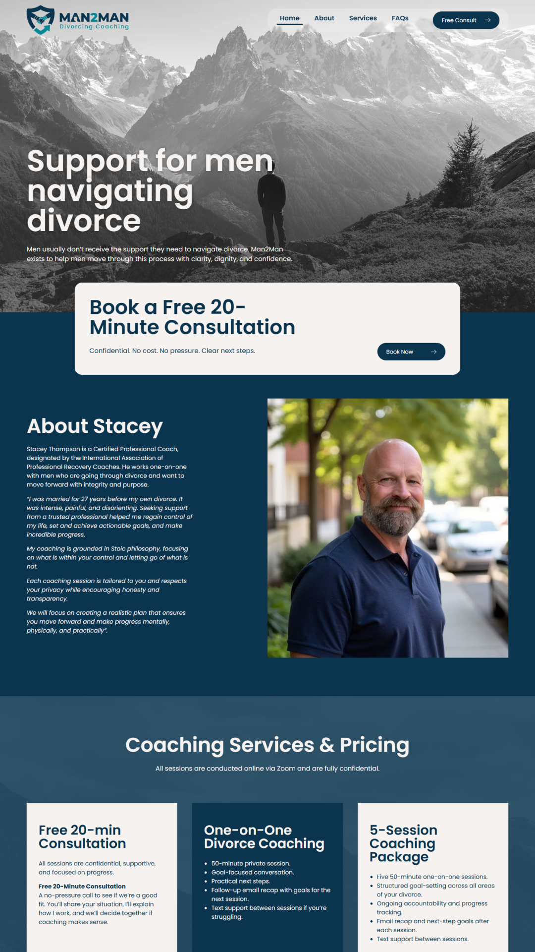 Man2Man Divorce Coaching Full page